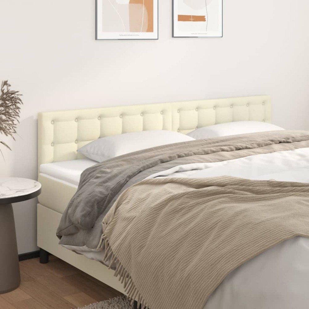vidaXL Κεφαλάρια Κρεμ 200x5x78/88 εκ. από Συνθετικό Δέρμα