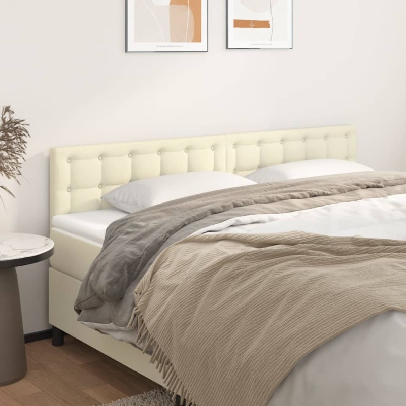vidaXL Κεφαλάρια Κρεμ 200x5x78/88 εκ. από Συνθετικό Δέρμα
