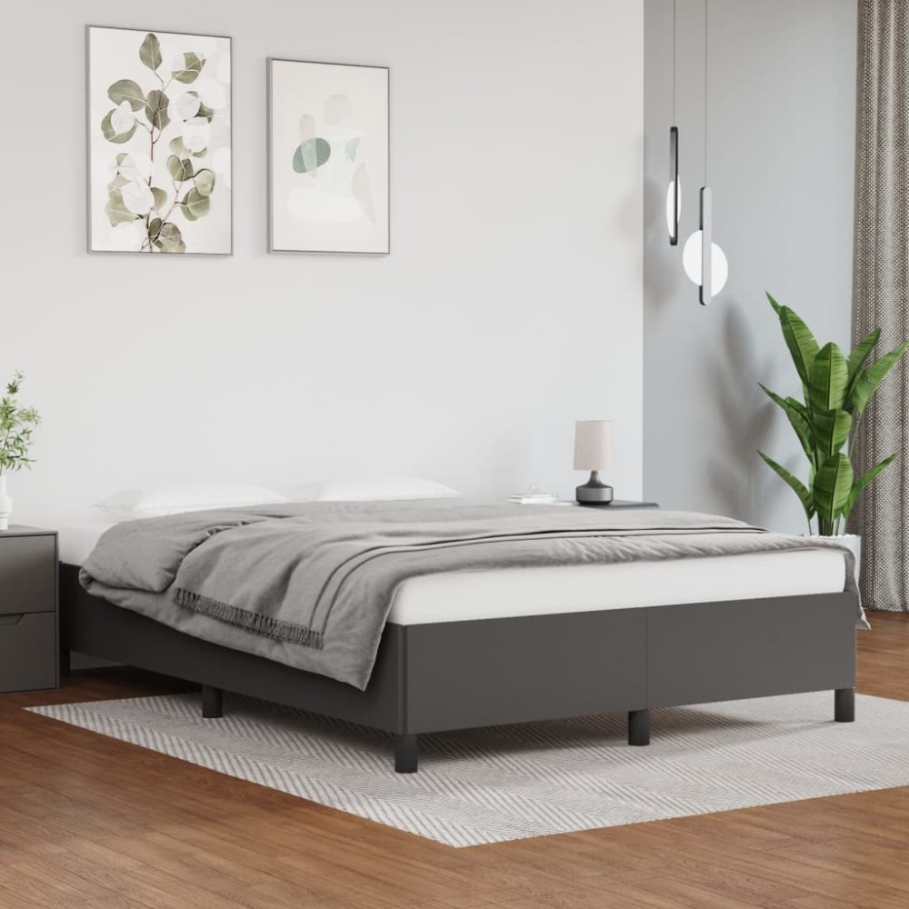 vidaXL Πλαίσιο Κρεβατιού χωρίς Στρώμα Γκρι 140x200 εκ. από Συνθετικό Δέρμα