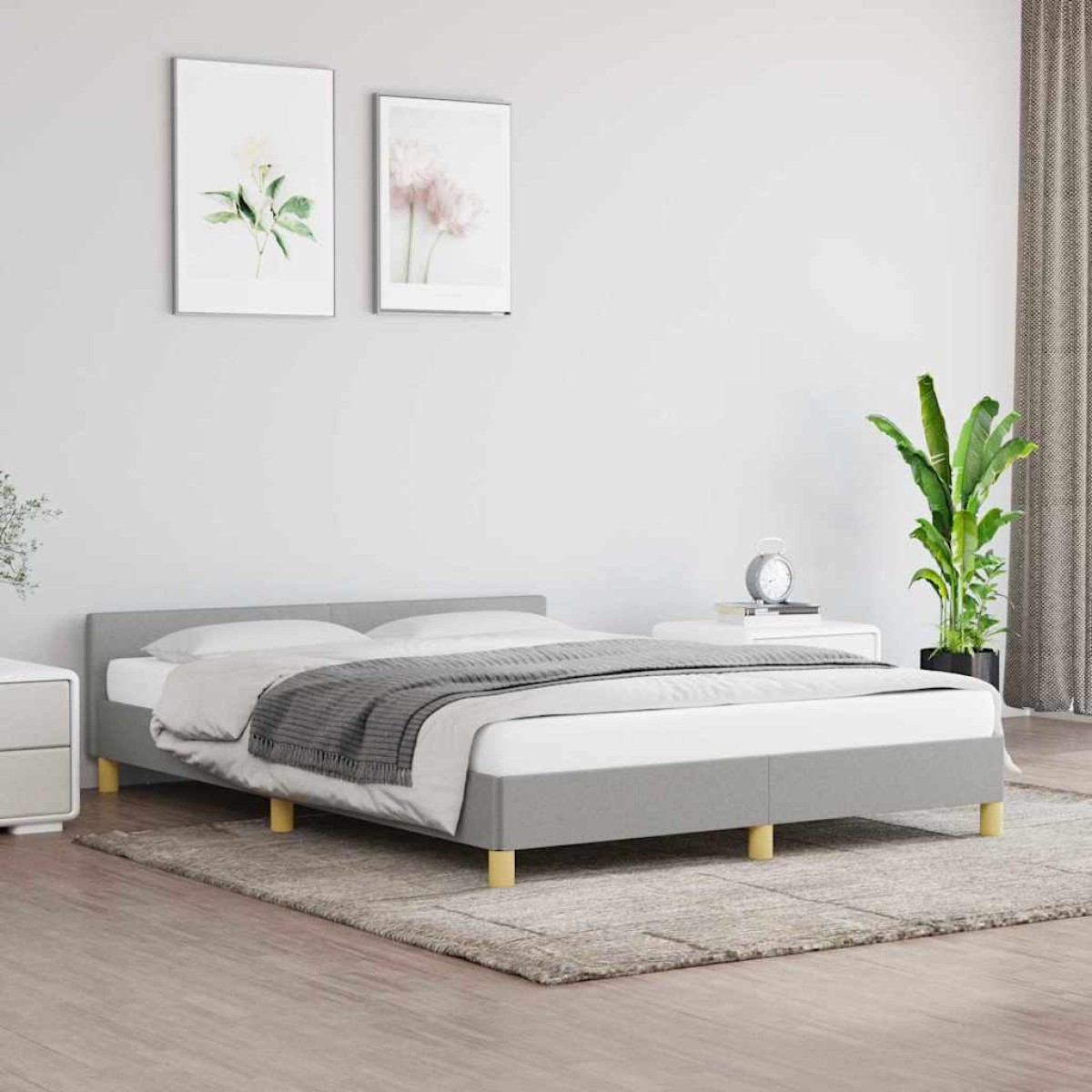 vidaXL Πλαίσιο Κρεβατιού με Κεφαλάρι Αν. Γκρι 140x200 εκ. Υφασμάτινο