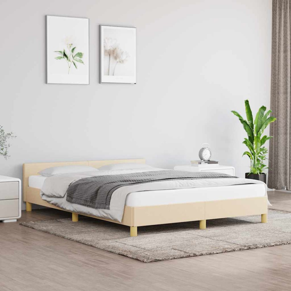 vidaXL Σκελετός Κρεβατιού Χωρίς Στρώμα Κρεμ 140x200 εκ.Υφασμάτινο