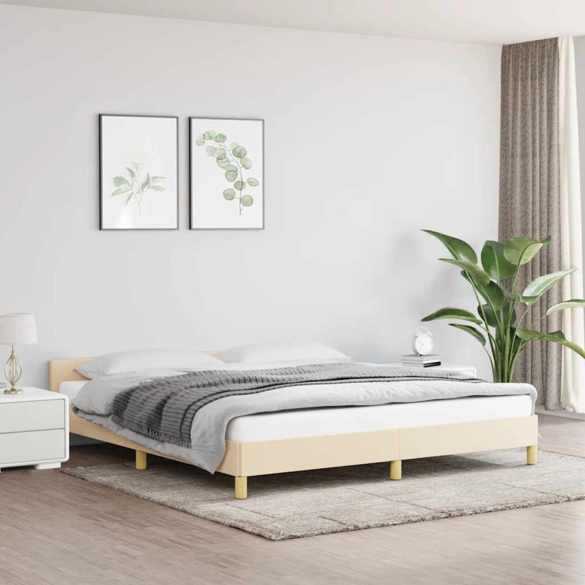 vidaXL Πλαίσιο Κρεβατιού με Κεφαλάρι Κρεμ 180x200 εκ. Υφασμάτινο