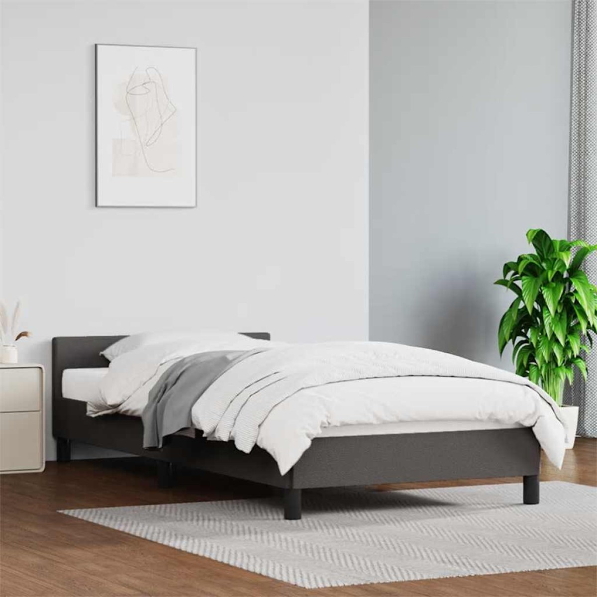 vidaXL Πλαίσιο Κρεβατιού με Κεφαλάρι Γκρι 90x190 εκ. Συνθετικό Δέρμα