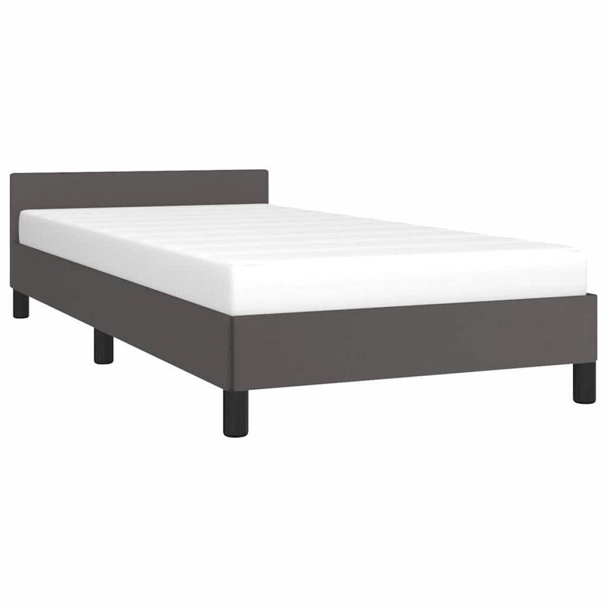 vidaXL Πλαίσιο Κρεβατιού με Κεφαλάρι Γκρι 90x190 εκ. Συνθετικό Δέρμα