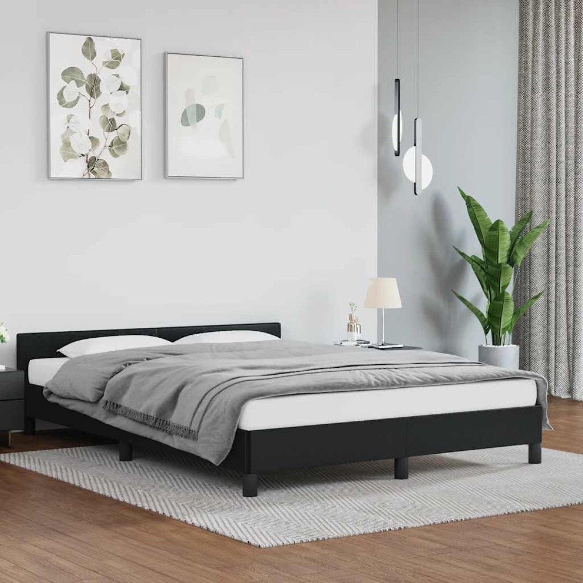 vidaXL Πλαίσιο Κρεβατιού με Κεφαλάρι Μαύρο 140x200 εκ. Συνθετικό Δέρμα