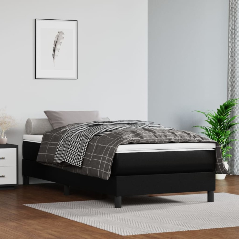 vidaXL Στρώμα με Pocket Springs Μεσαίας Σκληρότητας Μαύρο 90x190x20 εκ. Συνθετικό Δέρμα
