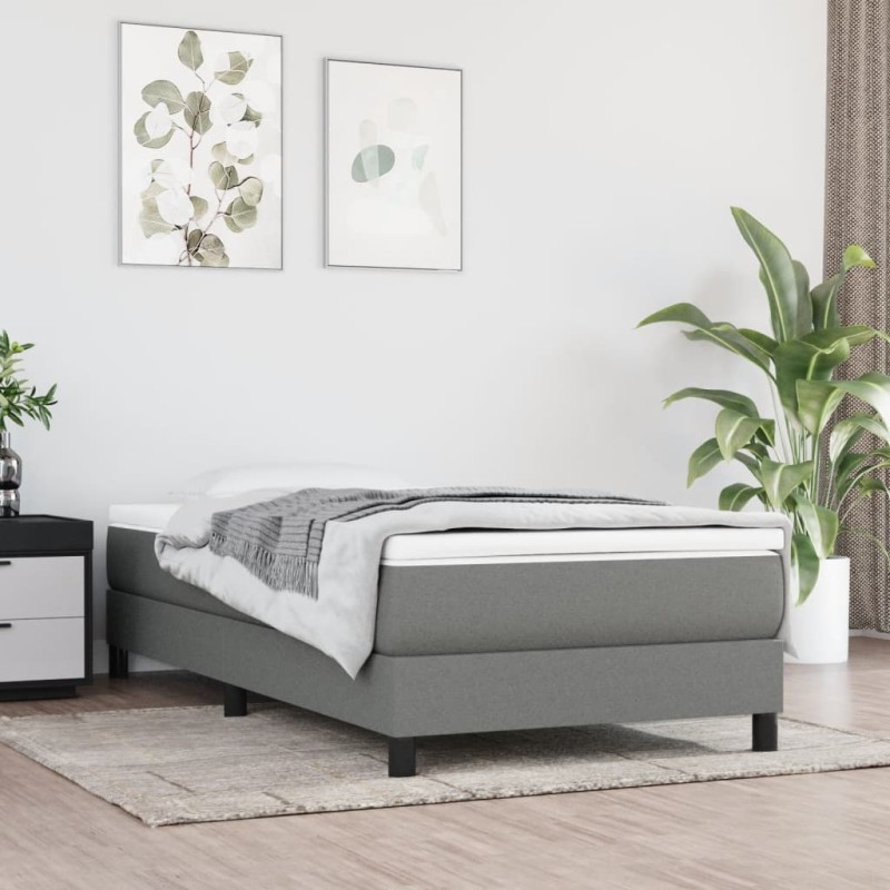 vidaXL Στρώμα με Pocket Springs Μεσαίας Σκληρότητας Σκούρο Γκρι 90x200x20 εκ. Υφασμάτινο