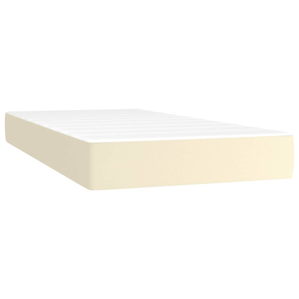 vidaXL Στρώμα με Pocket Springs Μεσαίας Σκληρότητας Κρεμ 90x200x20 εκ. Συνθετικό Δέρμα