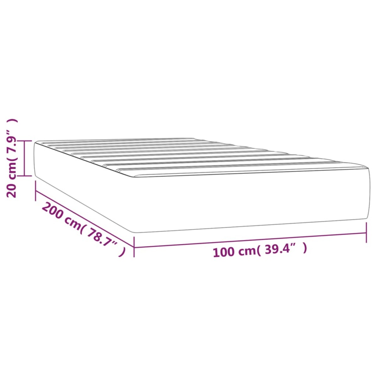 vidaXL Στρώμα με Pocket Springs Κρεμ 100x200x20 εκ. Υφασμάτινο