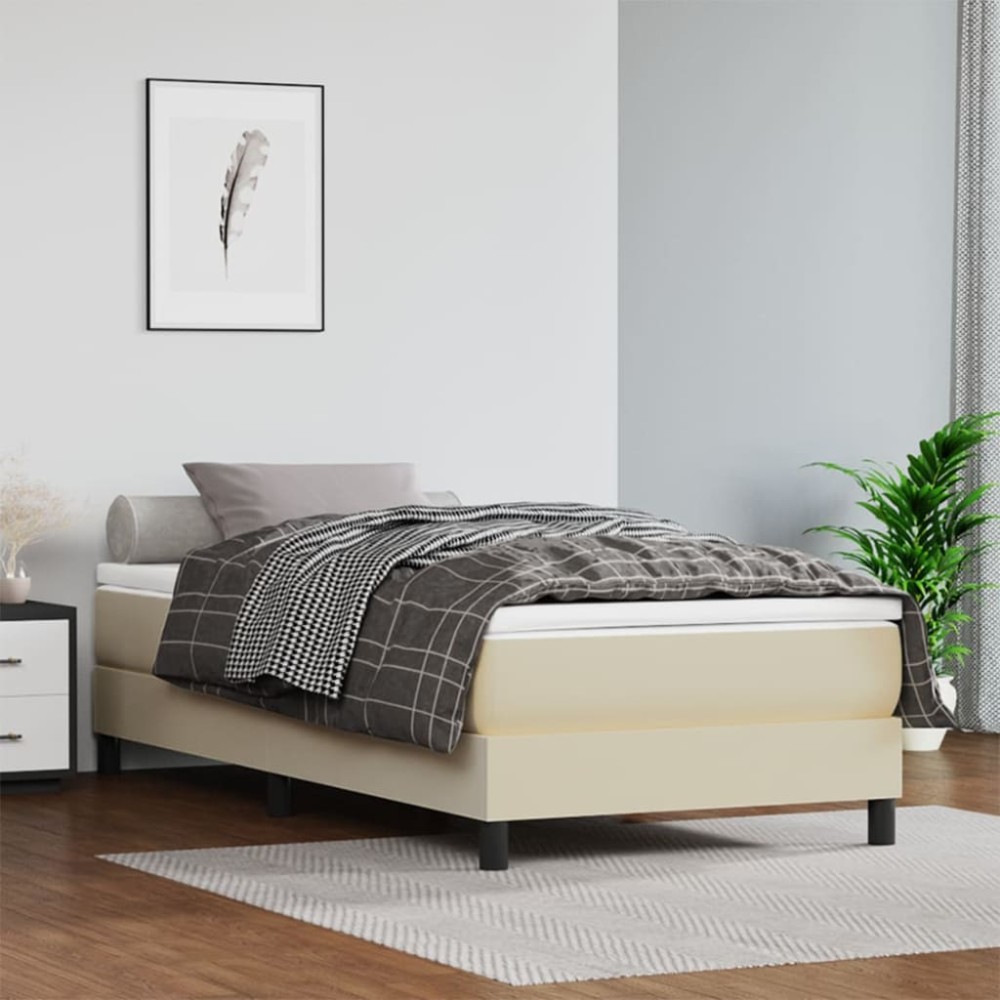 vidaXL Στρώμα με Pocket Springs Μεσαίας Σκληρότητας Κρεμ 100x200x20 εκ. Συνθετικό Δέρμα