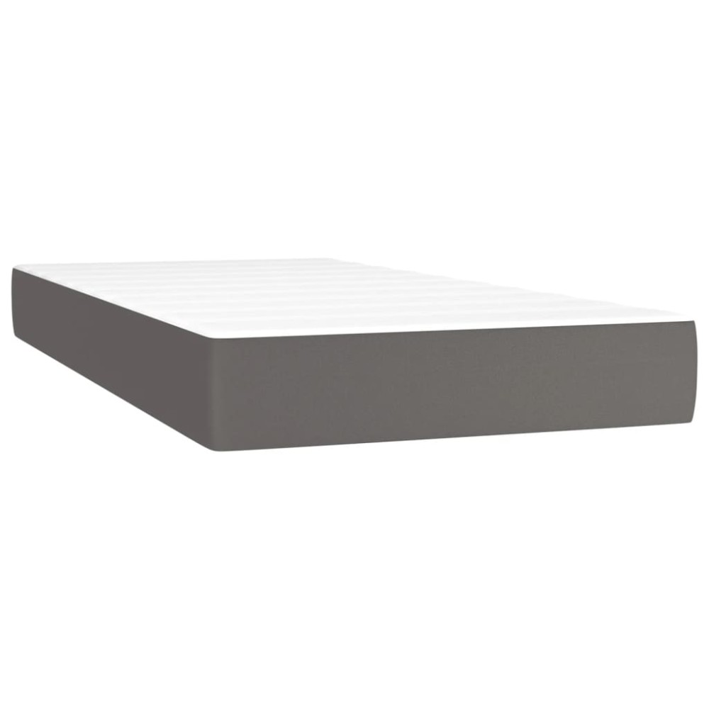vidaXL Στρώμα με Pocket Springs Μεσαίας Σκληρότητας Γκρι 100x200x20 εκ. Συνθετικό Δέρμα