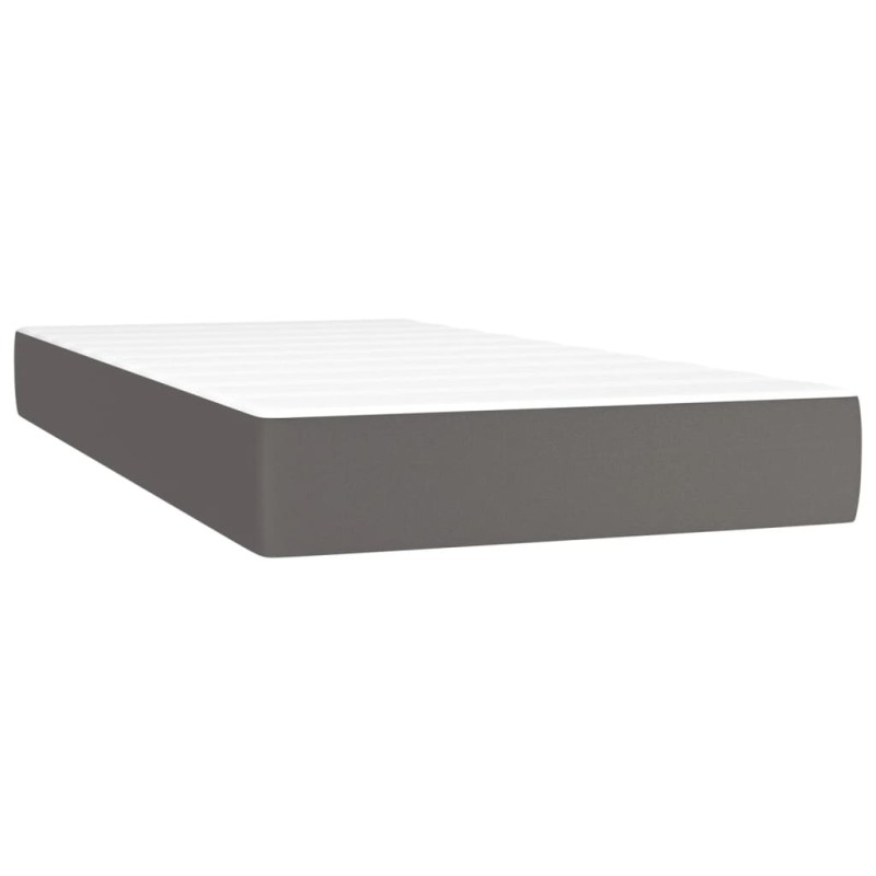 vidaXL Στρώμα με Pocket Springs Μεσαίας Σκληρότητας Γκρι 100x200x20 εκ. Συνθετικό Δέρμα