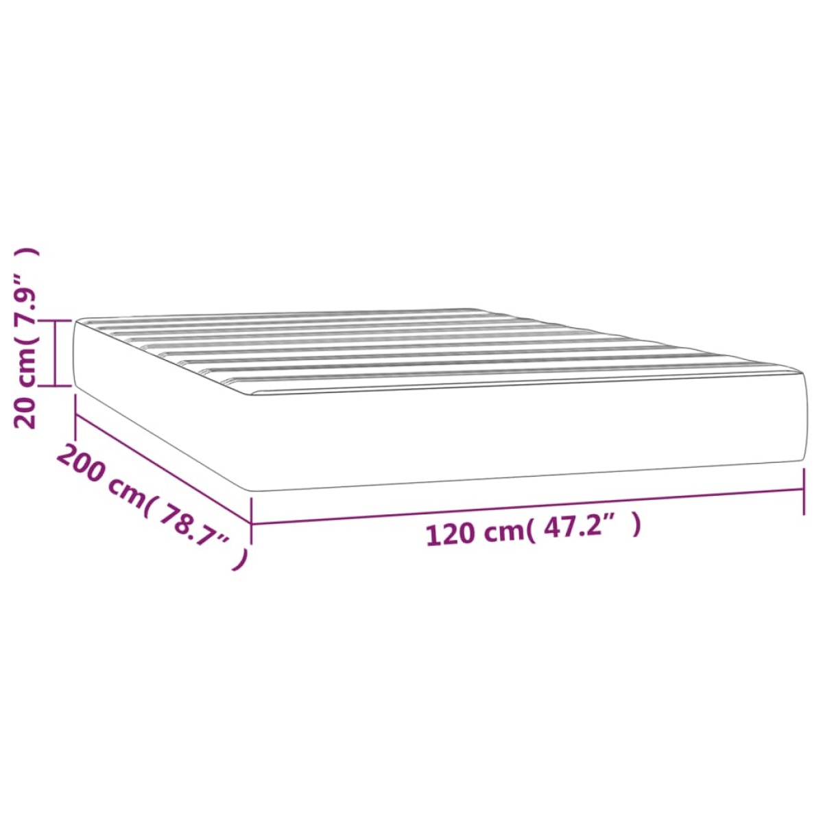 vidaXL Στρώμα με Pocket Springs Μπλε 120x200x20 εκ. Υφασμάτινο