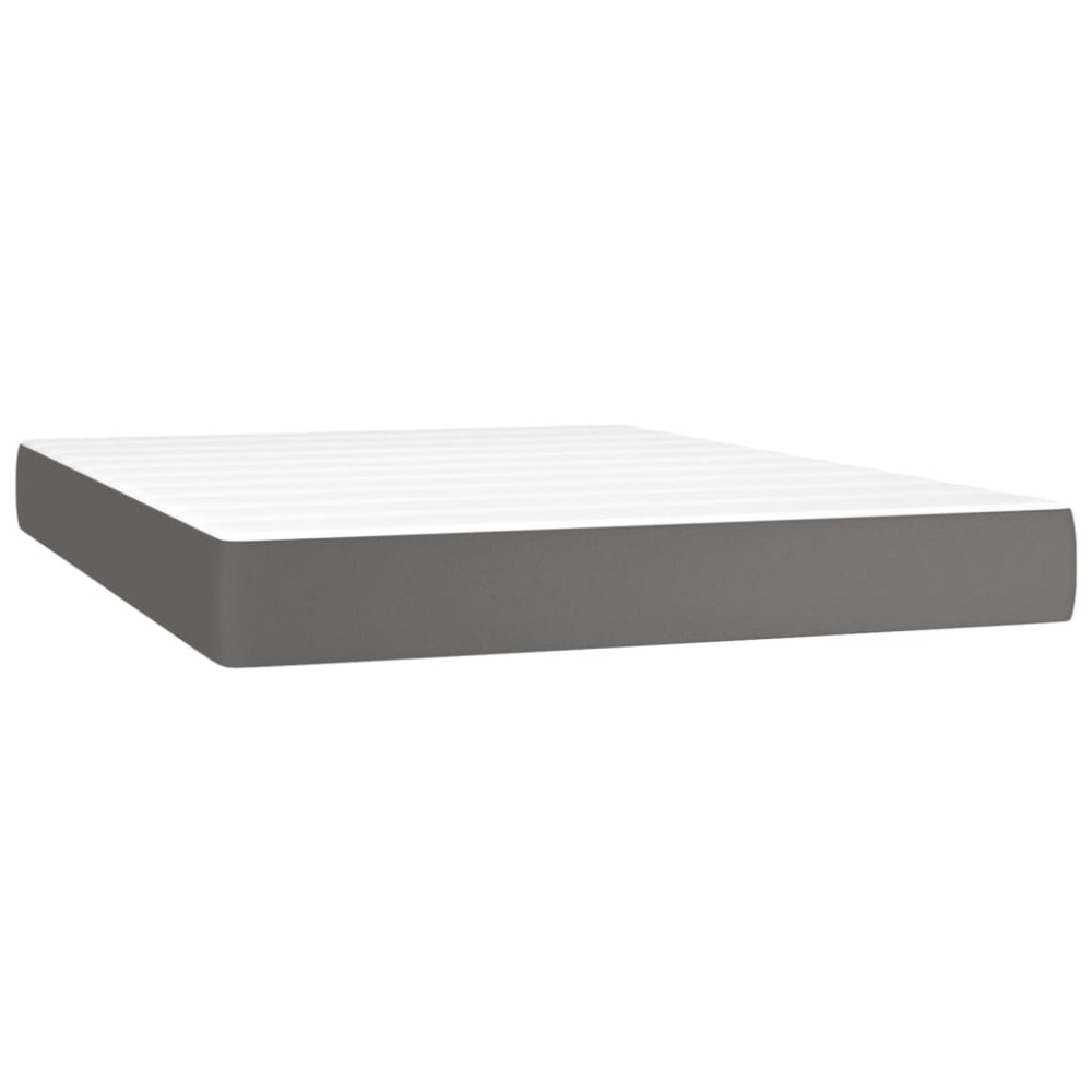 vidaXL Στρώμα με Pocket Springs Μεσαίας Σκληρότητας Γκρι 140x190x20 εκ. Συνθετικό Δέρμα