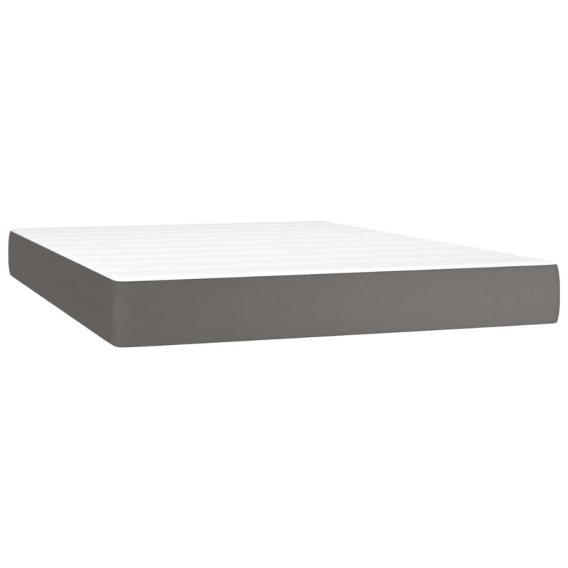 vidaXL Στρώμα με Pocket Springs Μεσαίας Σκληρότητας Γκρι 140x190x20 εκ. Συνθετικό Δέρμα