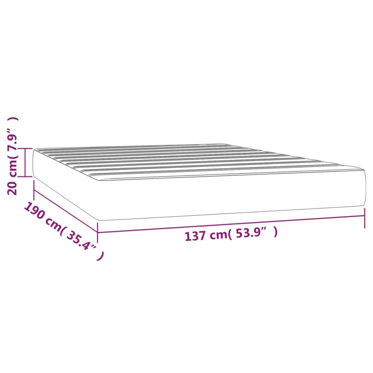 vidaXL Στρώμα με Pocket Springs Μεσαίας Σκληρότητας Αν. Γκρι 137x190x20 εκ. Πλήρες Βελούδο