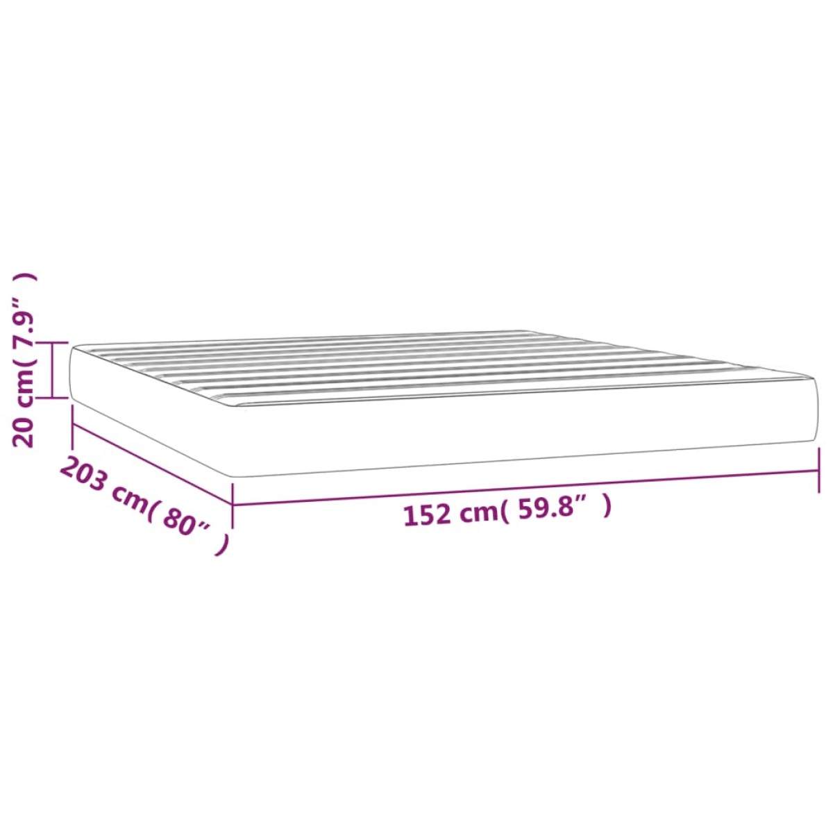 vidaXL Στρώμα με Pocket Springs Μεσαίας Σκληρότητας Αν. Γκρι 152x203x20εκ. Βελούδινο Queen
