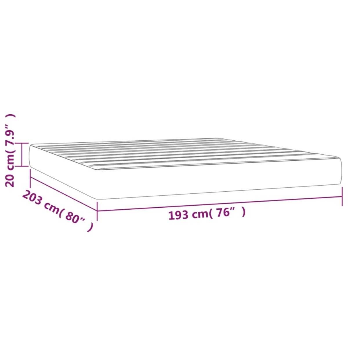 vidaXL Στρώμα με Pocket Springs Μεσαίας Σκληρότητας Αν. Γκρι 193x203x20εκ. Ύφασμα King