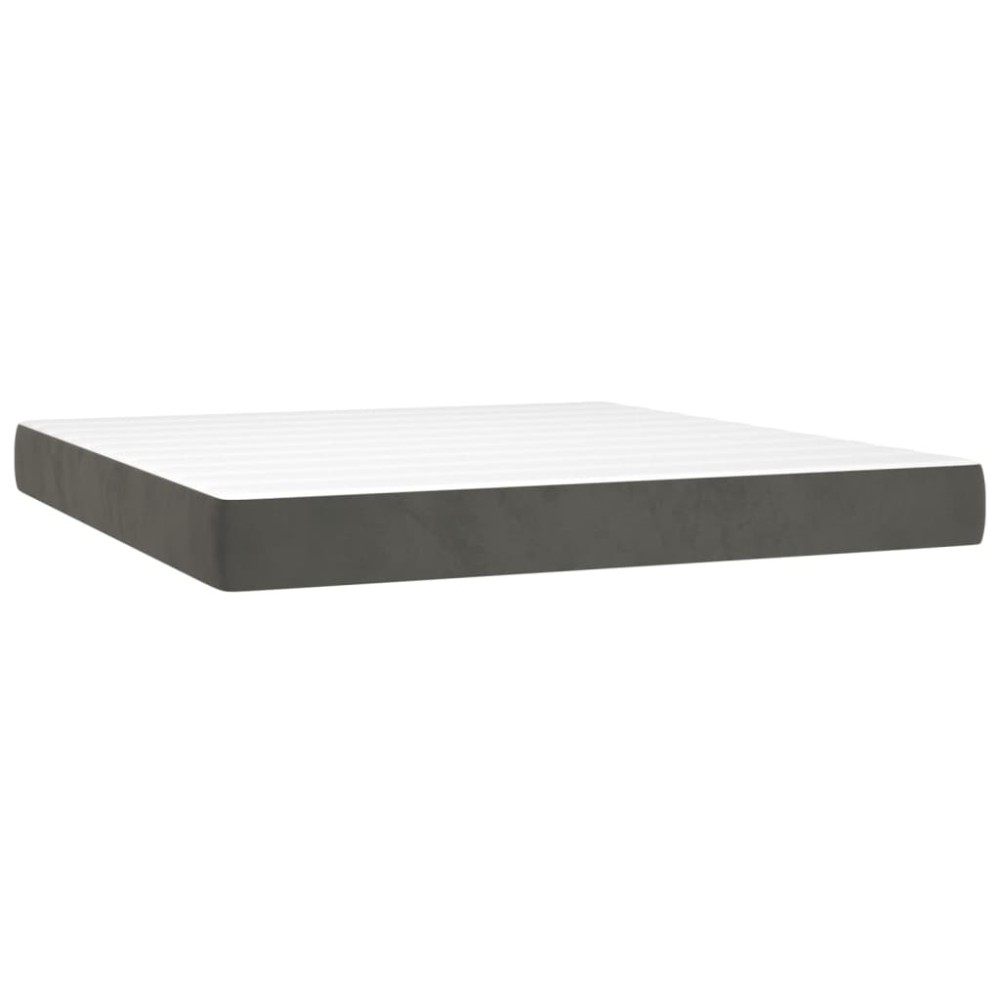 vidaXL Στρώμα Pocket Springs Μεσαίας Σκληρότητας Σκ. Γκρι 183x213x20εκ Βελούδινο King
