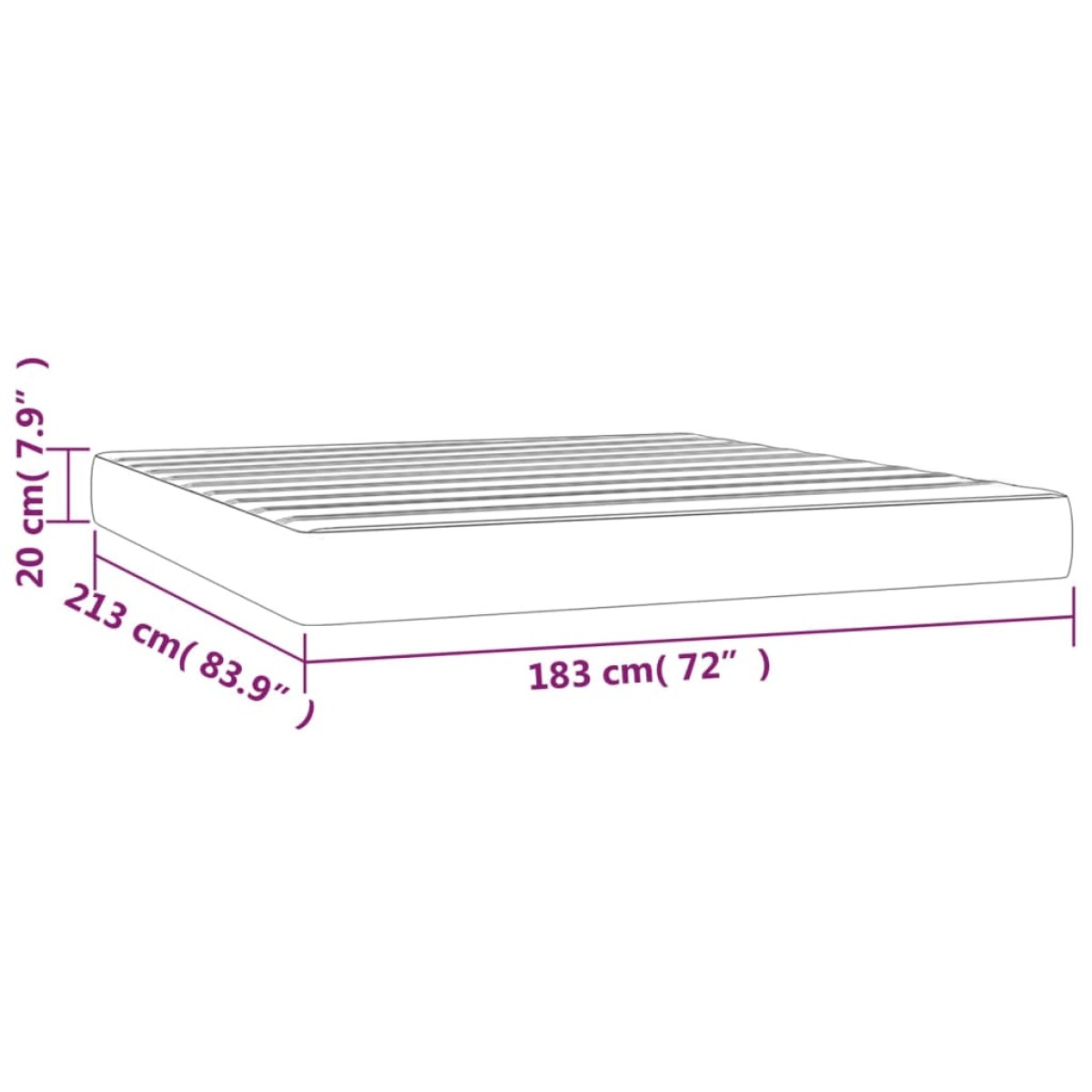 vidaXL Στρώμα Pocket Springs Μεσαίας Σκληρότητας Σκ. Γκρι 183x213x20εκ Βελούδινο King