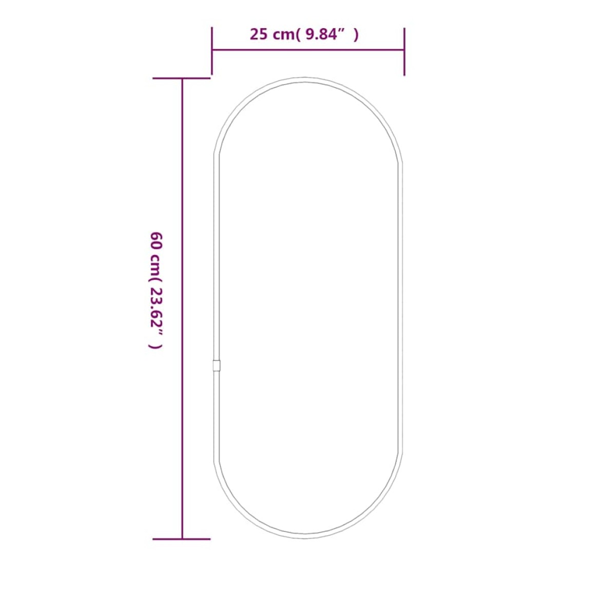 vidaXL Καθρέφτης Τοίχου Οβάλ Μαύρος 60x25 εκ.