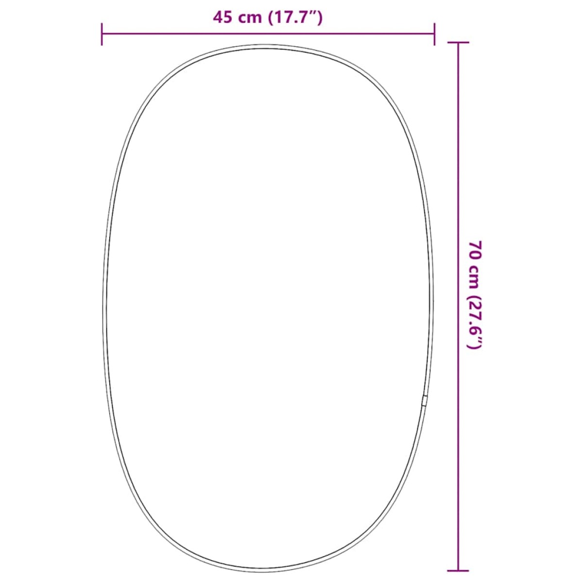 vidaXL Καθρέφτης Τοίχου Ασημί 70x45 εκ.