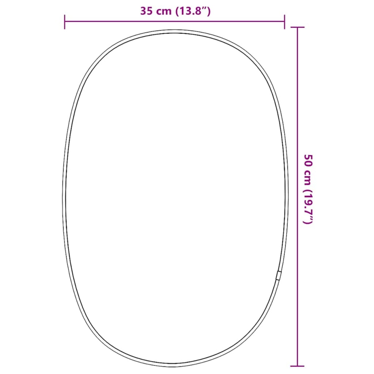 vidaXL Καθρέφτης Τοίχου Μαύρος 50x35 εκ.