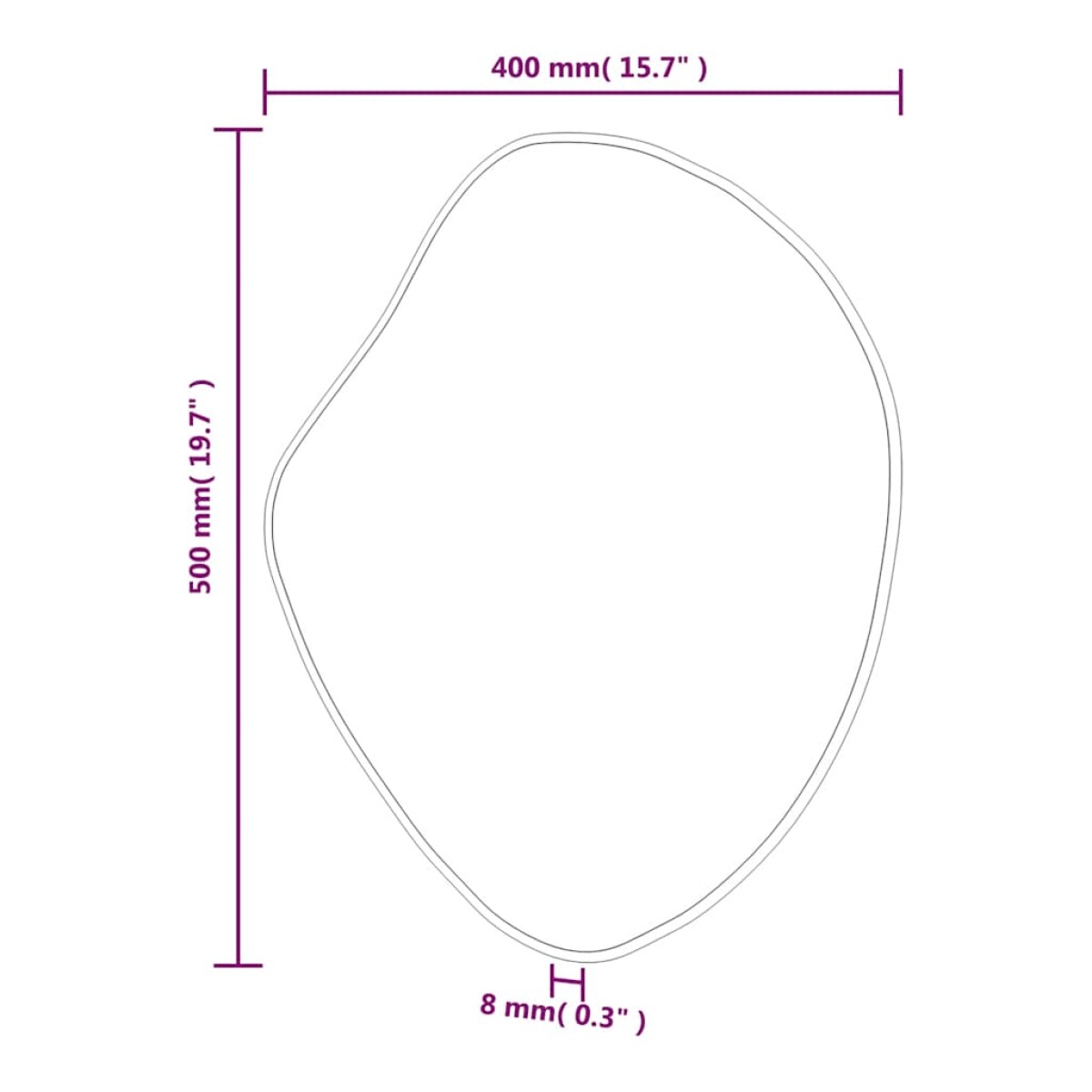 vidaXL Καθρέφτης Τοίχου Ασημί 50 x 40 εκ.