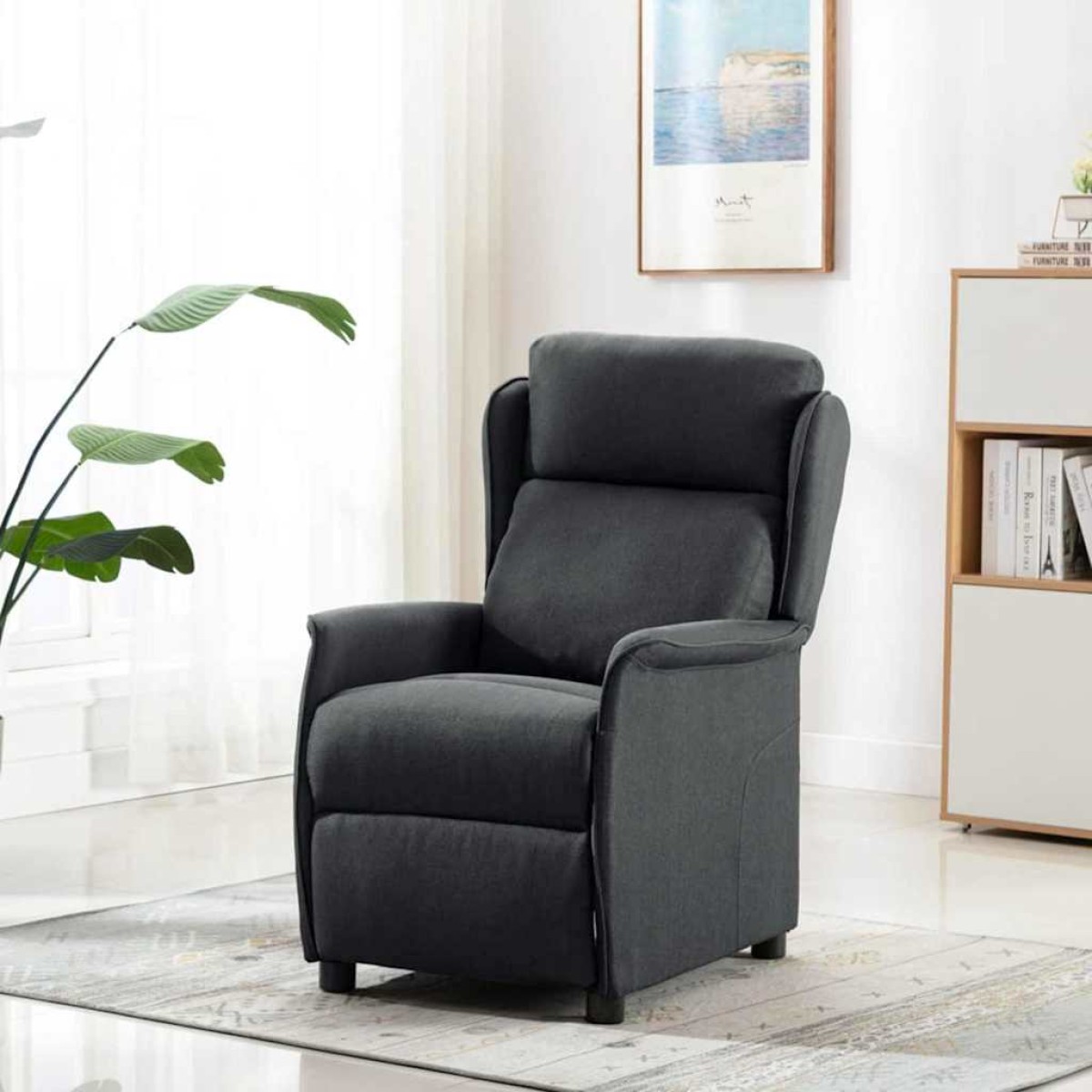 vidaXL Καρέκλα μασάζ Σκούρο Γκρι 93.5 x 67.5 x 101.5 εκ. ύφασμα