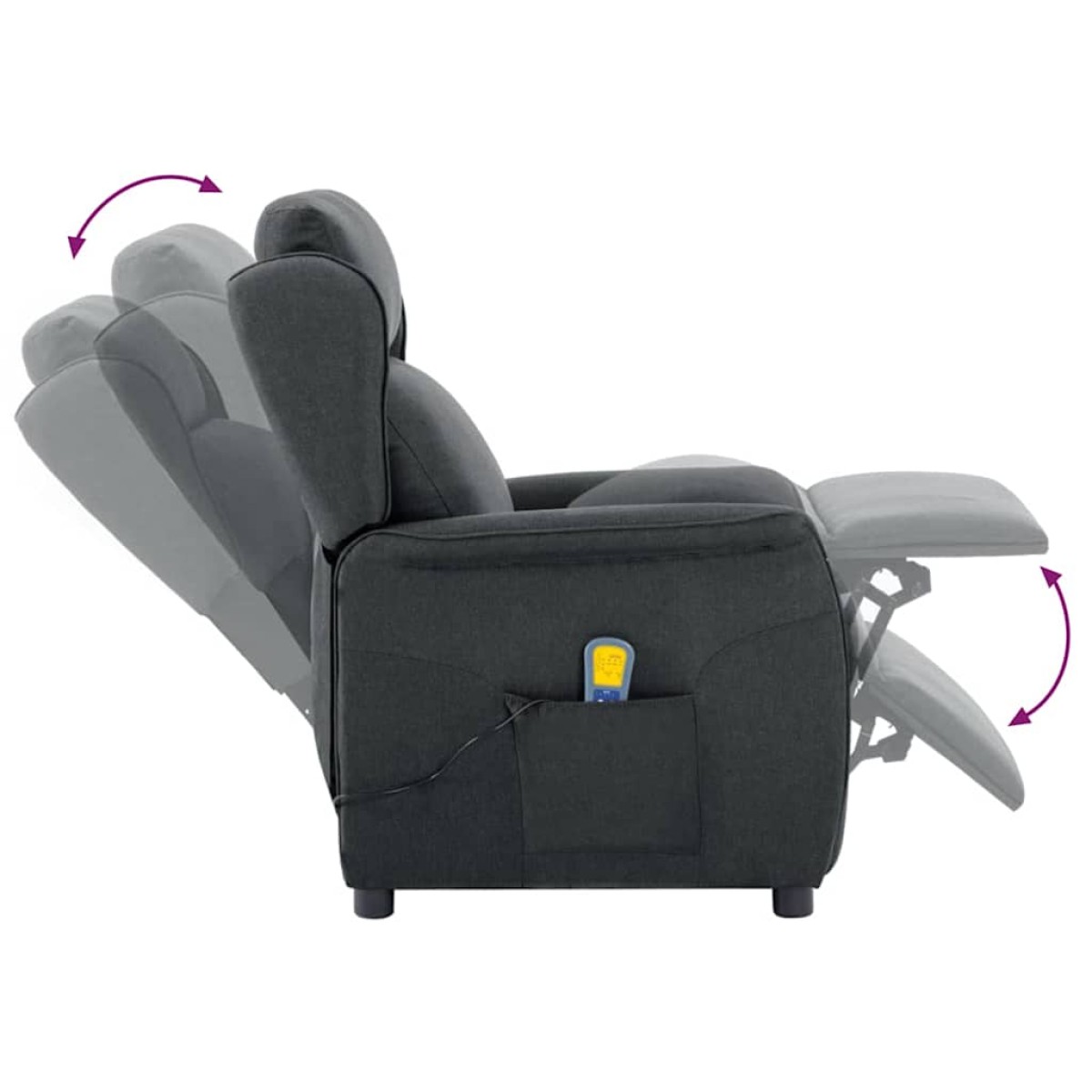 vidaXL Καρέκλα μασάζ Σκούρο Γκρι 93.5 x 67.5 x 101.5 εκ. ύφασμα