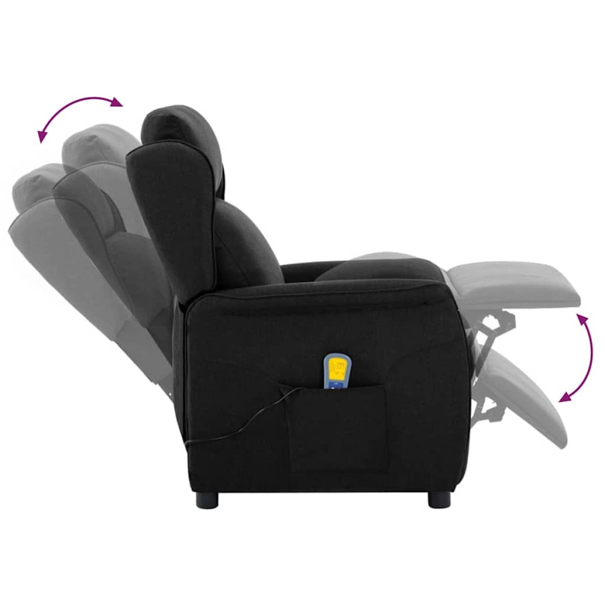 vidaXL Καρέκλα μασάζ με μαξιλάρι Μαύρο 93.5 x 67.5 x 101.5 εκ. ύφασμα