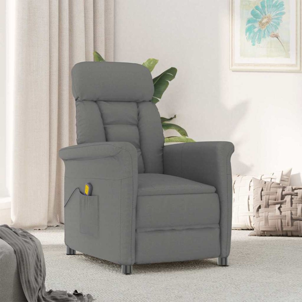 vidaXL Καρέκλα μασάζ Σκούρο Γκρι 96.5 x 70.5 x 95 εκ Μικροΐνες