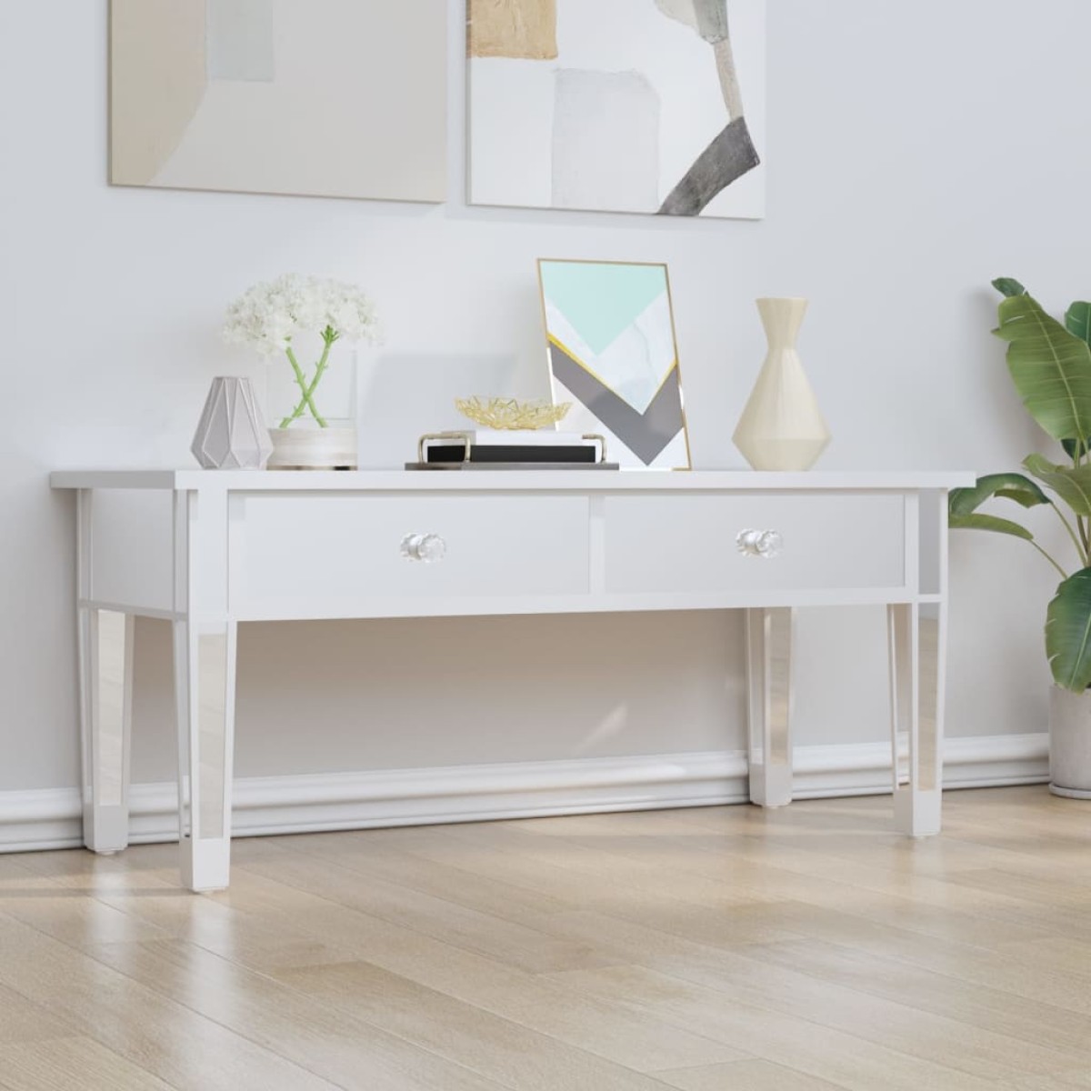 vidaXL Τραπεζάκι Σαλονιού Καθρέφτης 106x45x45 εκ. Επεξ. Ξύλο & Γυαλί