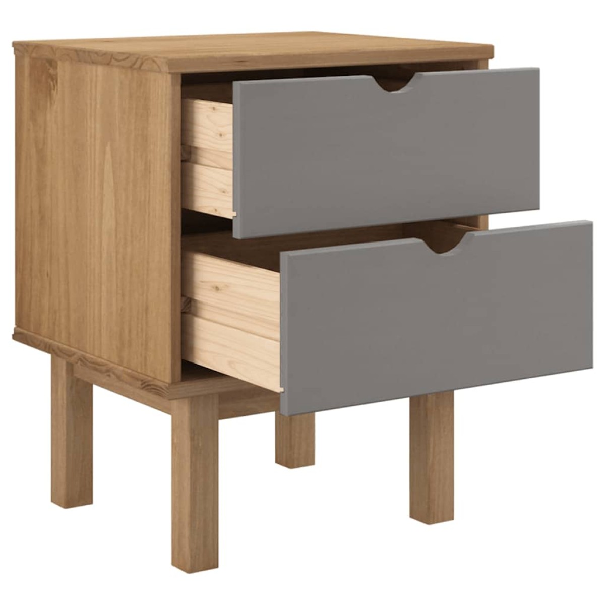 vidaXL Κομοδίνο OTTA Καφέ / Γκρι 46x39,5x57 εκ. από Μασίφ Ξύλο Πεύκου