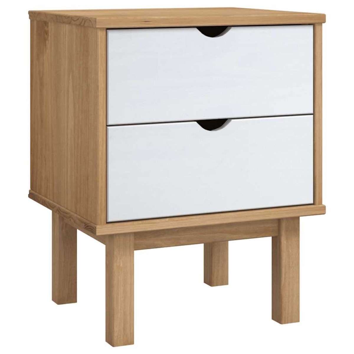vidaXL Κομοδίνο OTTA Καφέ / Λευκό 46x39,5x57 εκ. από Μασίφ Ξύλο Πεύκου