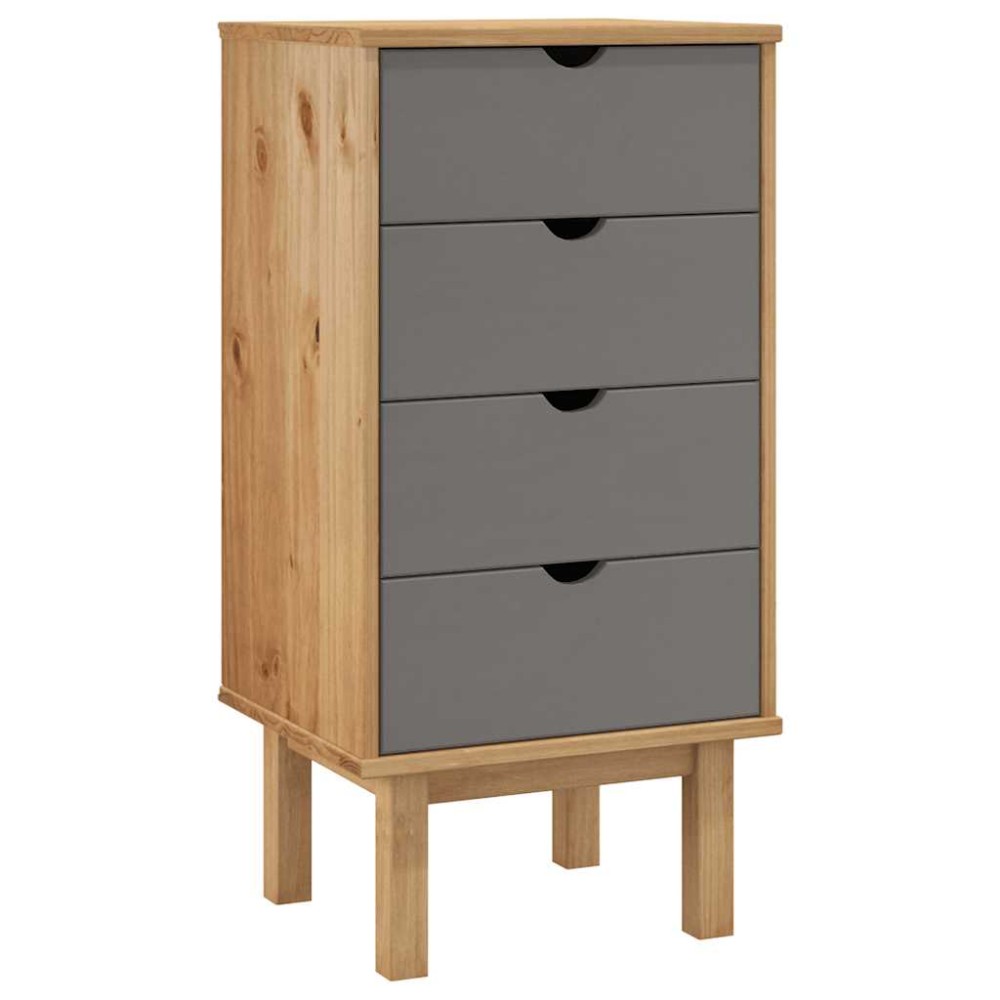 vidaXL Συρταριέρα OTTA Καφέ & Γκρι 45x39x90 εκ. Μασίφ Ξύλο Πεύκου