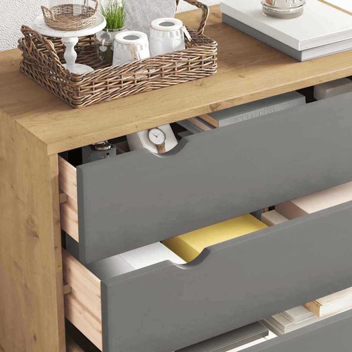 vidaXL Συρταριέρα OTTA Καφέ & Γκρι 76,5x39,5x90 εκ. Μασίφ Ξύλο Πεύκου