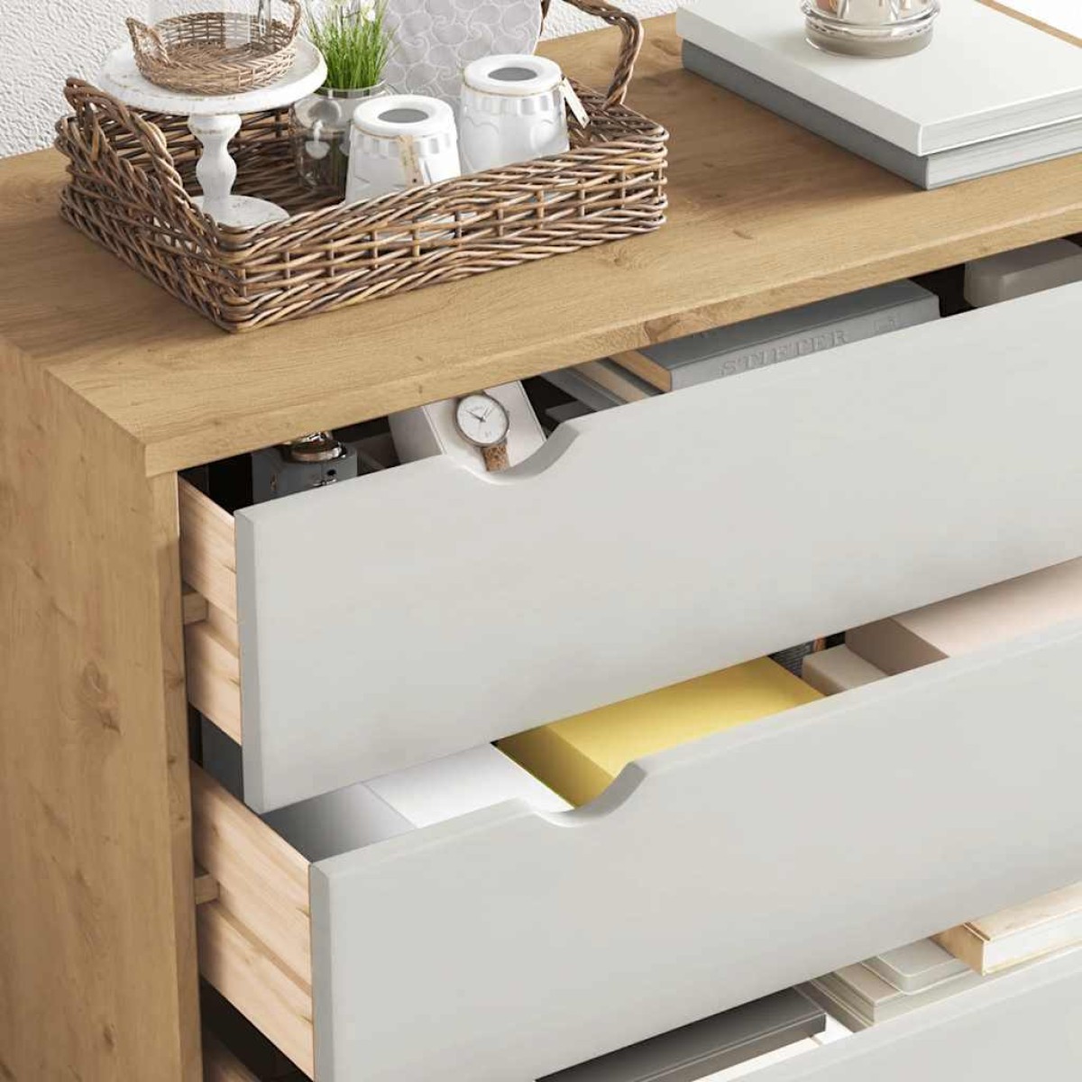 vidaXL Συρταριέρα OTTA Καφέ & Λευκό 76,5x39,5x90 εκ Μασίφ Ξύλο Πεύκου