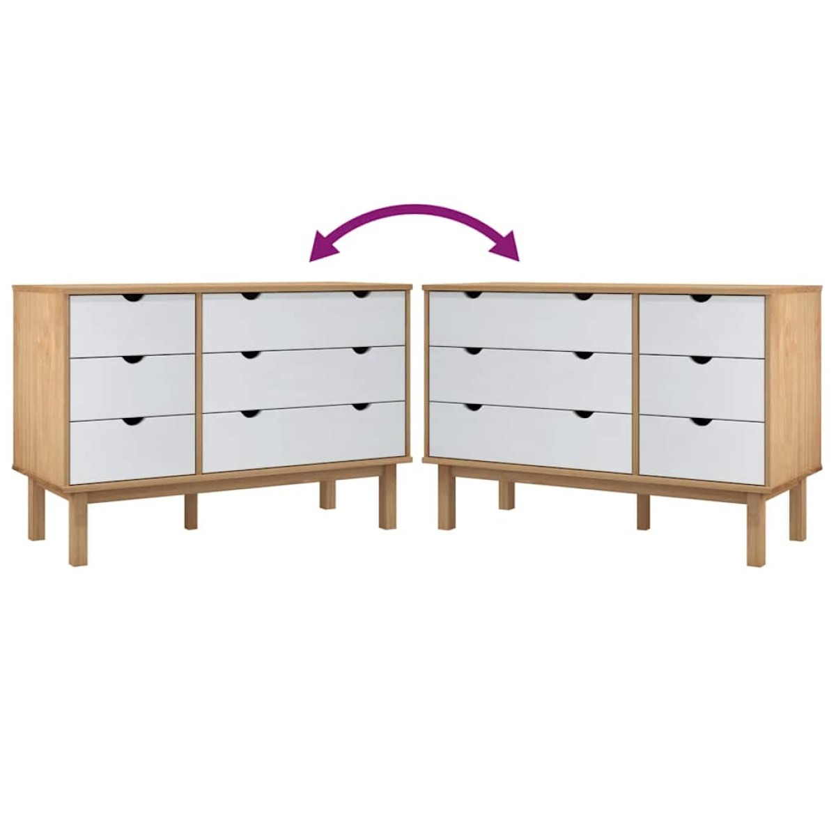 vidaXL Συρταριέρα OTTA Καφέ & Λευκό 111x43x73,5 εκ. Μασίφ Ξύλο Πεύκου