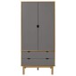 vidaXL Ντουλάπα OTTA Καφέ/Γκρι 76,5 x 53 x 172 εκ. Μασίφ Ξύλο Πεύκου