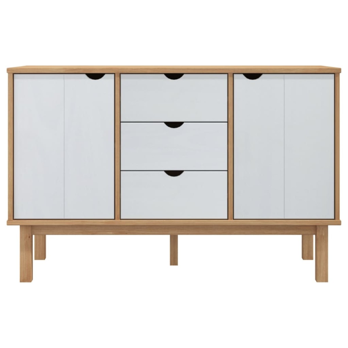 vidaXL Συρταριέρα OTTA Καφέ και Λευκό 113,5x43x73εκ. Μασίφ Ξύλο Πεύκου