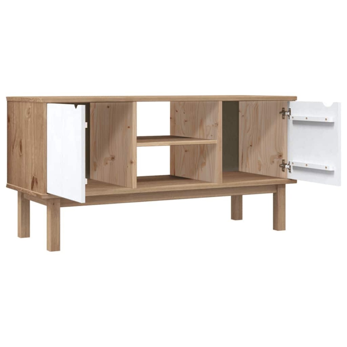 vidaXL Έπιπλο Τηλεόρασης OTTA Καφέ/Λευκό 113,5x43x57 εκ. Μασίφ Πεύκο