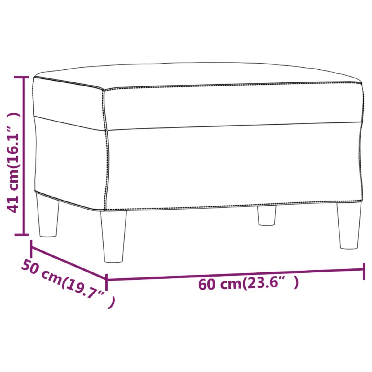 vidaXL Υποπόδιο Κρεμ 60x50x41 εκ. Υφασμάτινο