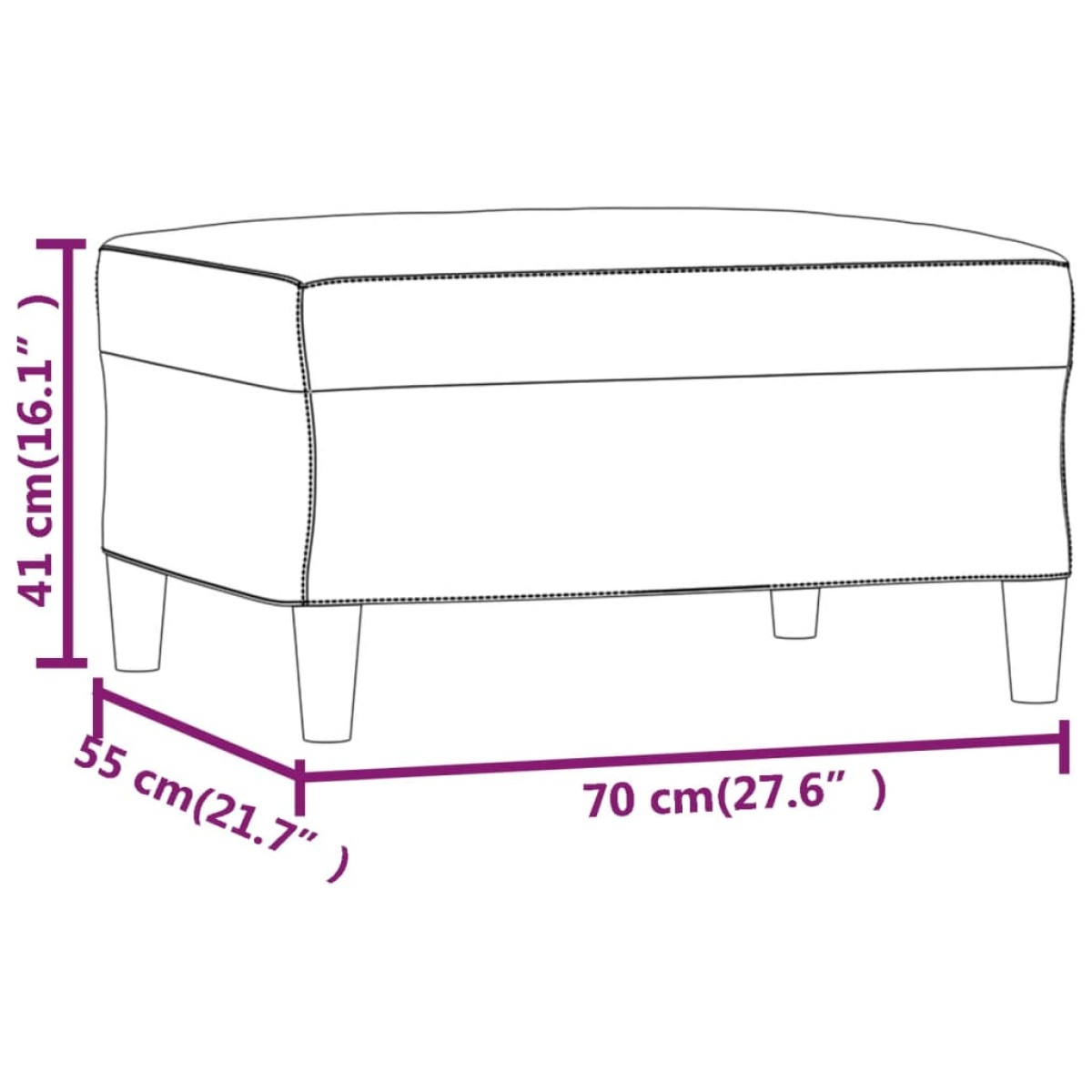 vidaXL Υποπόδιο Μαύρο 70 x 55 x 41 εκ. Βελούδινο