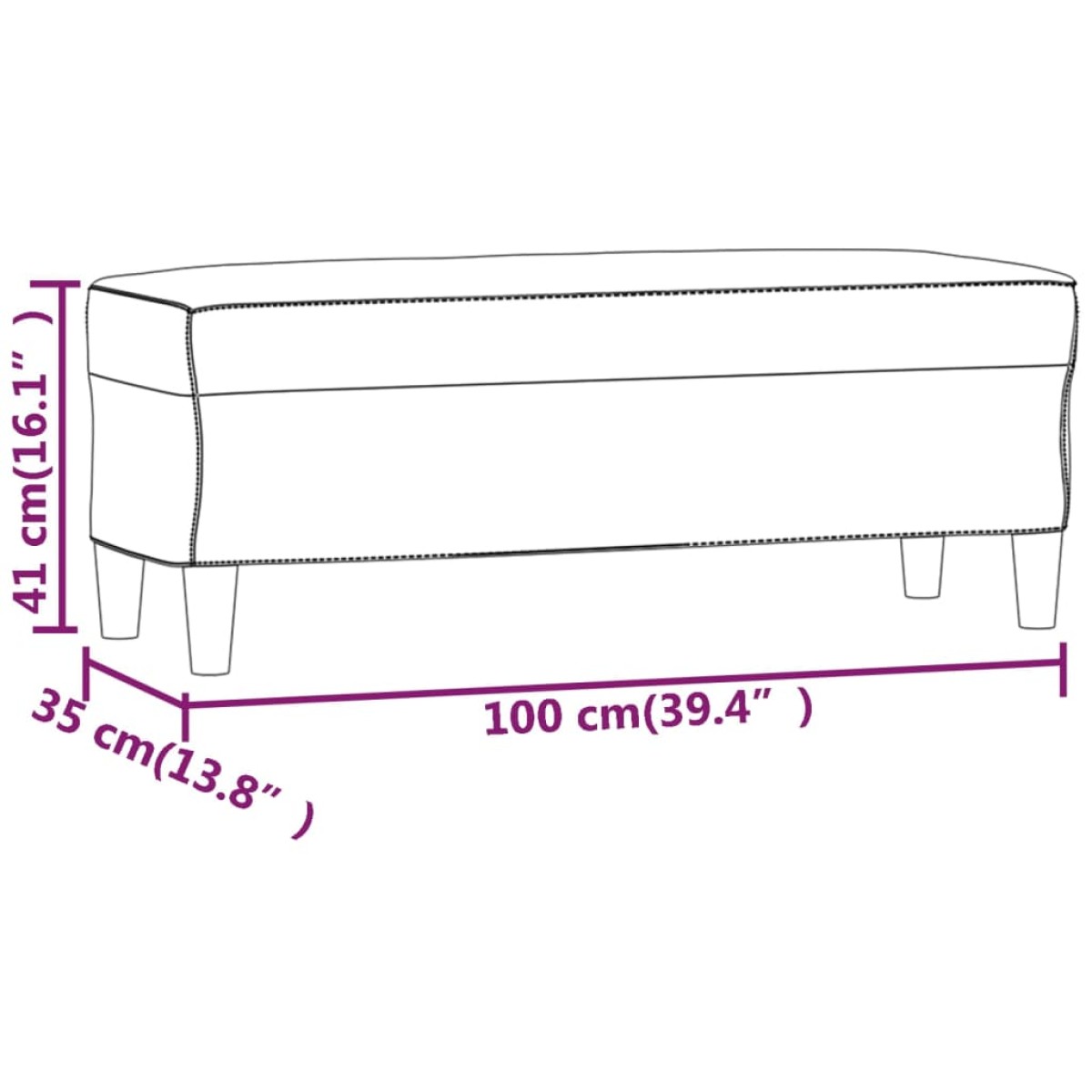 vidaXL Πάγκος Σκούρο Γκρι 100x35x41 εκ. Υφασμάτινος