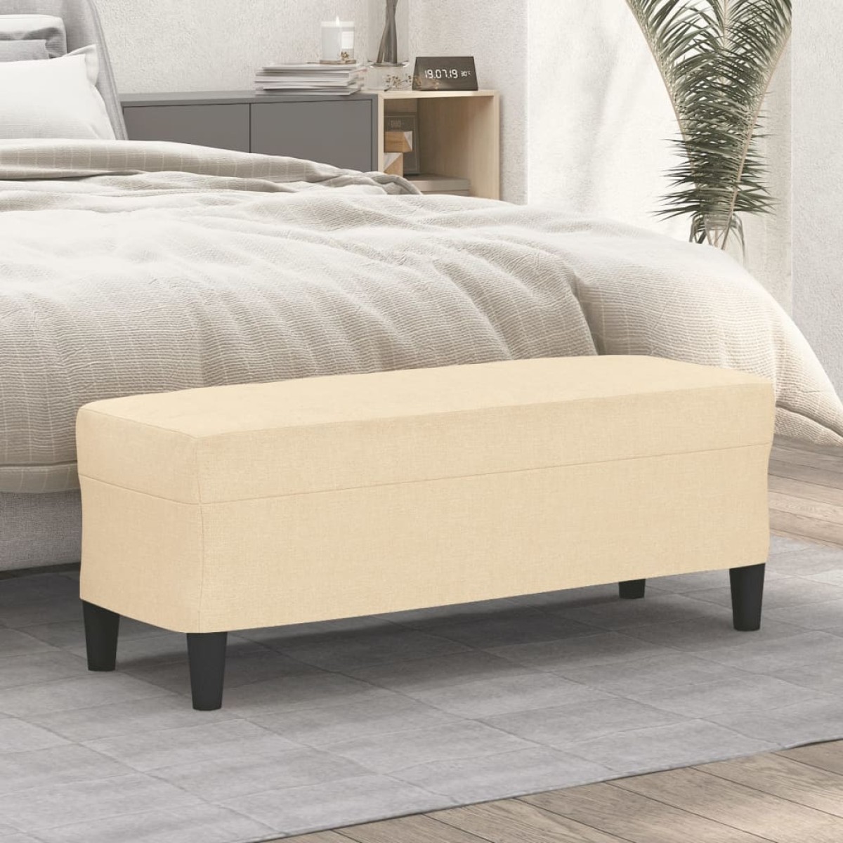 vidaXL Πάγκος Κρεμ 100x35x41 εκ. Υφασμάτινος