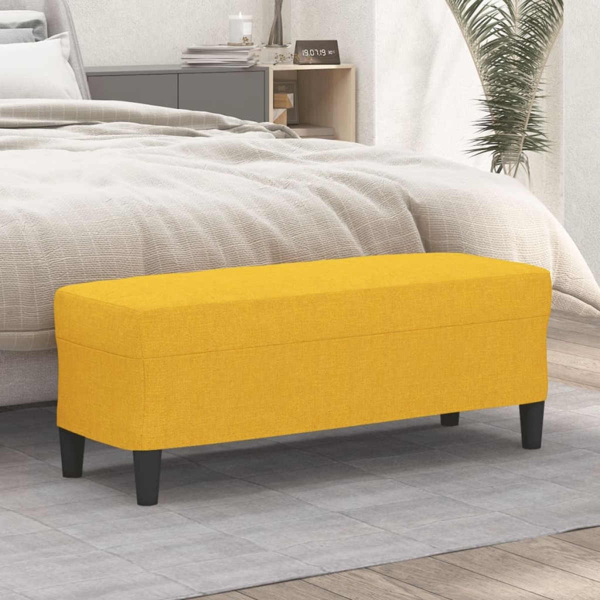 vidaXL Πάγκος Ανοιχτό Κίτρινο 100 x 35 x 41 εκ. Υφασμάτινος