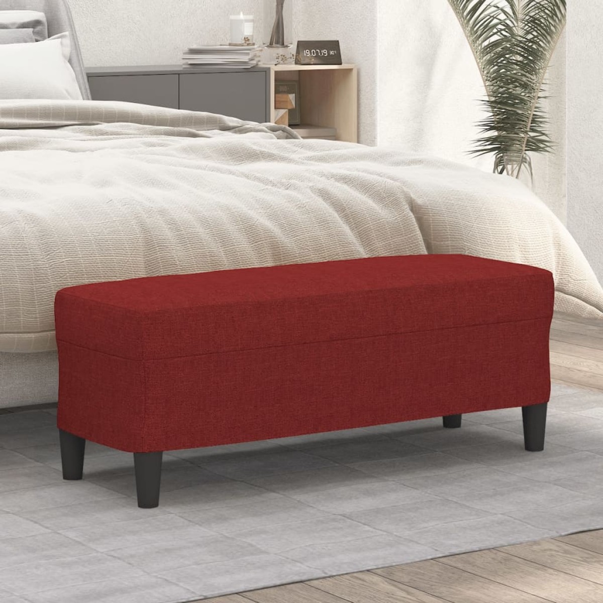 vidaXL Πάγκος μπορντό 100x35x41 εκ. Υφασμάτινος