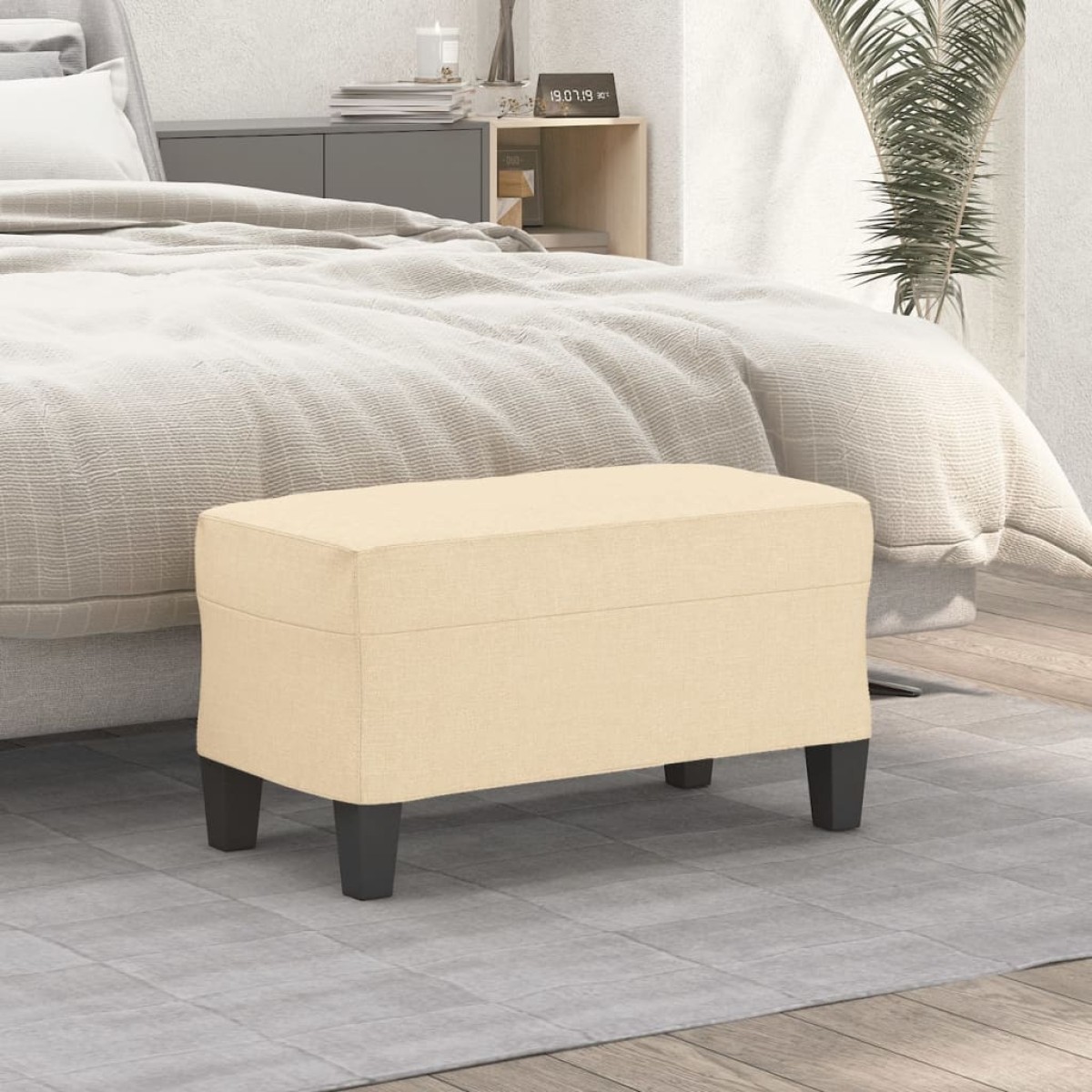 vidaXL Πάγκος Κρεμ 70 x 35 x 41 εκ. Υφασμάτινος
