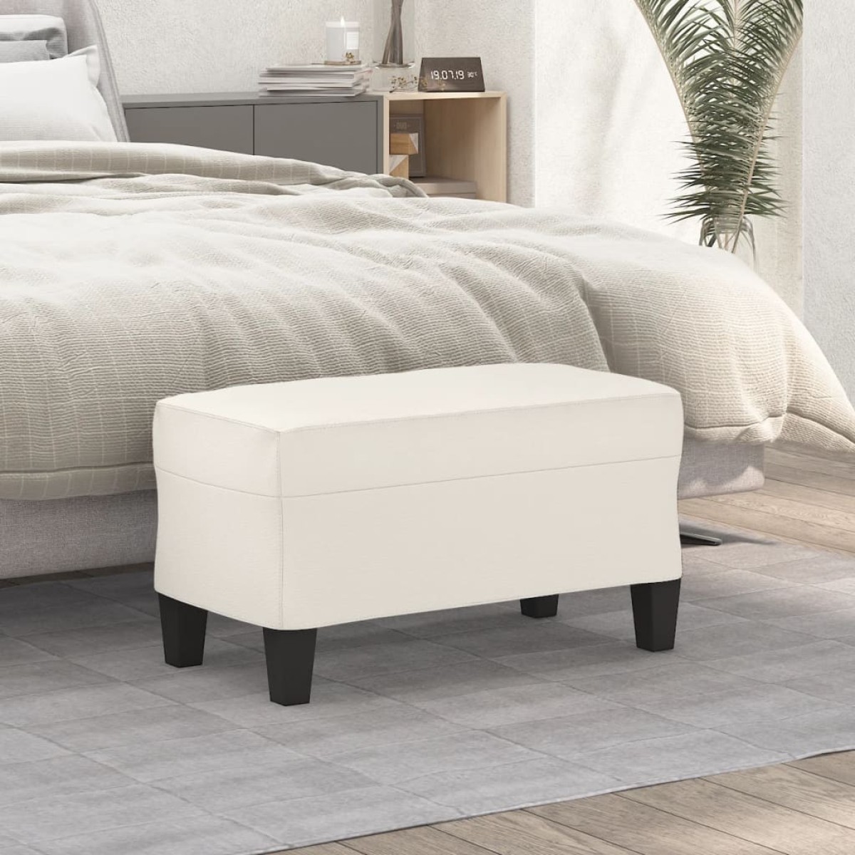 vidaXL Πάγκος Κρεμ 70x35x41 εκ. από Συνθετικό Δέρμα